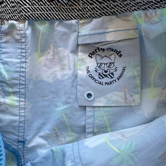 Party Pants swim trunks Large 5” Inseam Iceberg Penguin - Picture 4 of 10
